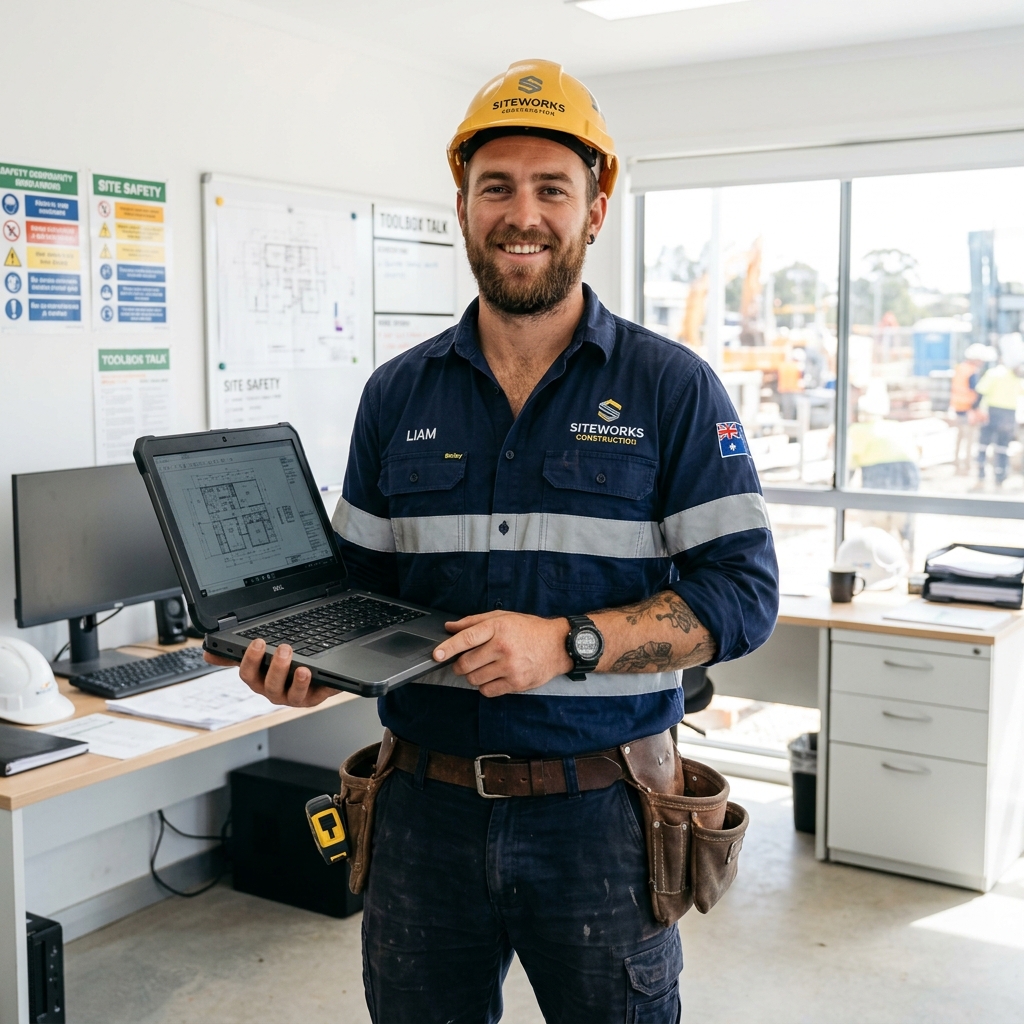 Australian Tradie with Laptop